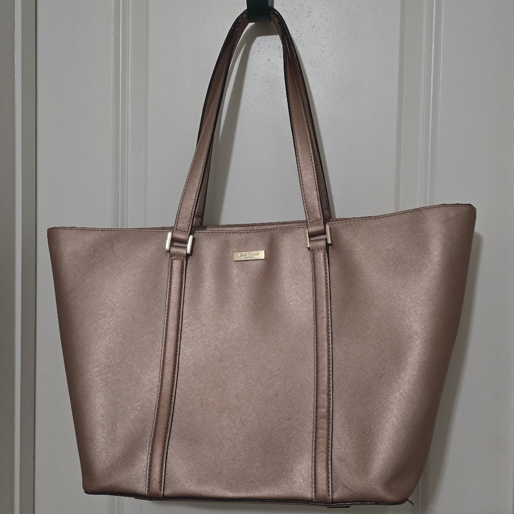 Kate Spade Metallic Rose Gold Tote Bag & Matching Wallet